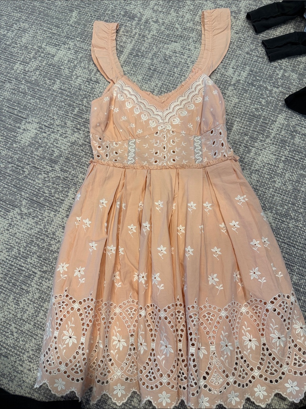 LoveShackFancy Peach Eyelet Mini Dress